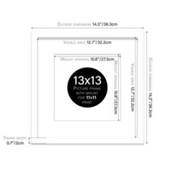 "13X13"" White Picture Frame - 13X13"" Square Frame With 11X11"" Mount For 13X13""/11X11"" Pictures Moderrn Style Thin Edge, 1 Pack" - thumbnail 2