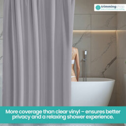 Neel Blue Shower Curtain With Hooks, Water-Resistant Vinyl Fabric, 180Cm X 180Cm Grey - thumbnail 7