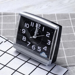 Battery Operated Quartz Alarm Clock Night No Tick Silent Bedside Clocks Home Black - thumbnail 1
