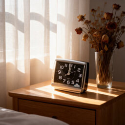 Battery Operated Quartz Alarm Clock Night No Tick Silent Bedside Clocks Home Black - thumbnail 5