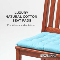 Homescapes Light Blue Seat Pads Or Cotton Chair Cushions 40X40 Cm, Set Of 6 Plain Chair Pads For Dining, Kitchen Or Outdoor - thumbnail 2