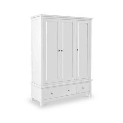 Cornish White Triple Wardrobe With 2 Drawers - By Roseland Furniture - image 1