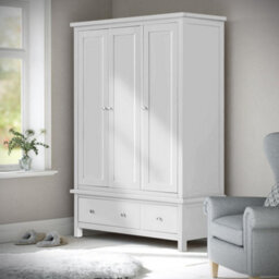 Cornish White Triple Wardrobe With 2 Drawers - By Roseland Furniture - thumbnail 2