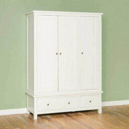 Cornish White Triple Wardrobe With 2 Drawers - By Roseland Furniture - thumbnail 6