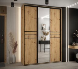 Arte Cannes Xi Sliding Door Wardrobe W170Cm - Elegant Oak Artisan Storage Solution - thumbnail 2