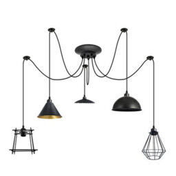 5 Head Spider Pendant Light Height Adjustable Metal Wire Cage 60W E27 Holder 110-240V Hanging Light - thumbnail 1