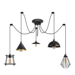 5 Head Spider Pendant Light Height Adjustable Metal Wire Cage 60W E27 Holder 110-240V Hanging Light - thumbnail 7