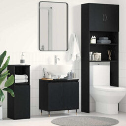 Berkfield Modern Bathroom Sink Cabinet Black Oak 58X33X60 Cm Engineered Wood - thumbnail 2
