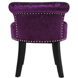 Living And Home Dark Purple Velvet Upholstered Dressing Table Stool With Black Rubberwood Legs - thumbnail 4