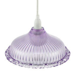 Happy Homewares Modern Lilac Line Ribbed Glass Pendant Light Shade With Moulded Edge - thumbnail 3