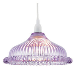 Happy Homewares Modern Lilac Line Ribbed Glass Pendant Light Shade With Moulded Edge - thumbnail 2