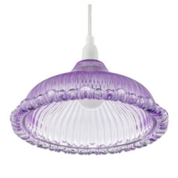 Happy Homewares Modern Lilac Line Ribbed Glass Pendant Light Shade With Moulded Edge - thumbnail 5
