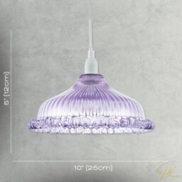 Happy Homewares Modern Lilac Line Ribbed Glass Pendant Light Shade With Moulded Edge - thumbnail 7