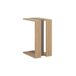 Decortie Muju Modern C-Shape Side End Coffee Table Multipurpose Sofa Lap Oak, Mocha Grey, Oak H 57Cm - thumbnail 2