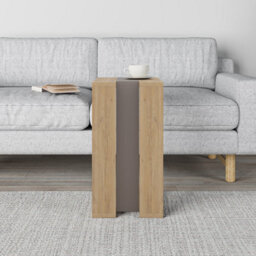 Decortie Muju Modern C-Shape Side End Coffee Table Multipurpose Sofa Lap Oak, Mocha Grey, Oak H 57Cm - thumbnail 5