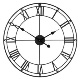 Orsina 59Cm Matt Black Metal Wall Clock, Roman Numeral Frame Decorative Clock, Analogue Clock With Hexagonal Nuts