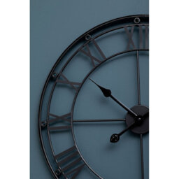 Orsina 59Cm Matt Black Metal Wall Clock, Roman Numeral Frame Decorative Clock, Analogue Clock With Hexagonal Nuts - thumbnail 4