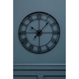 Orsina 59Cm Matt Black Metal Wall Clock, Roman Numeral Frame Decorative Clock, Analogue Clock With Hexagonal Nuts - thumbnail 2