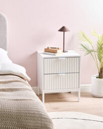 Beliani 2 Drawer Bedside Table Adelaide White - thumbnail 2