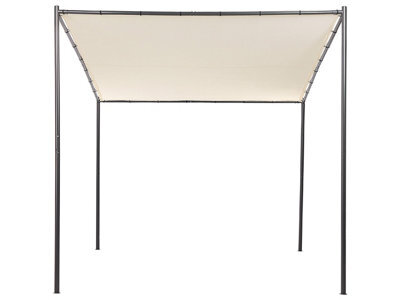 Beliani Pergola Beige Polyester Steel 282 X 294 Cm Rectangular Garden Pavilion - image 1