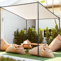 Beliani Pergola Beige Polyester Steel 282 X 294 Cm Rectangular Garden Pavilion - thumbnail 2