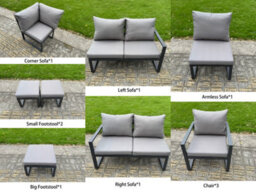 Fimous Aluminium Adjustable Rising Lifting Dining Table Sofa Set 12 Seat Aluminium Garden Furniture Sets Dark Grey - thumbnail 3