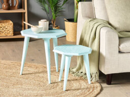 Beliani Set Of 2 Side Tables Kanri Light Blue - thumbnail 2
