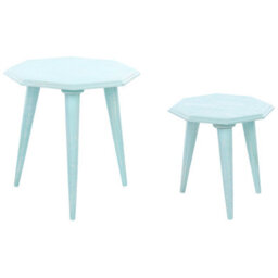 Beliani Set Of 2 Side Tables Kanri Light Blue - thumbnail 1