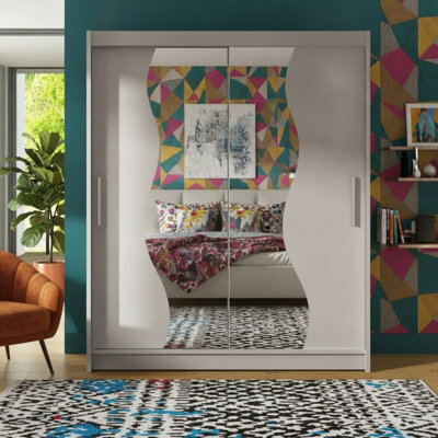 Westa S Cashmere Sliding Door Wardrobe With Mirror Shelves Hanging Rail Bedroom Clothes Storage Unit - image 1
