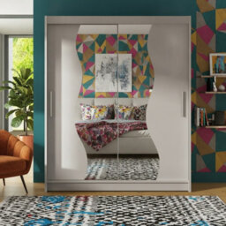 Westa S Cashmere Sliding Door Wardrobe With Mirror Shelves Hanging Rail Bedroom Clothes Storage Unit - thumbnail 1