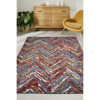 Melrose Multicolour Zig Zag Design Indoor Outdoor Medium Area Rug 120/170Cm - image 1