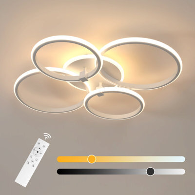 Pheashine Sand White Led Acrylic Ceiling Light 39W Stepless Dimming 3000-6500K With Remote - image 1
