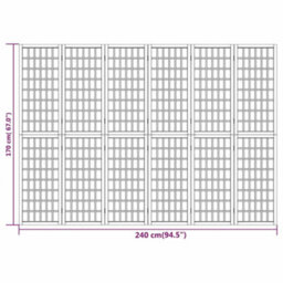 Berkfield Folding 6-Panel Room Divider Japanese Style 240X170 Cm Black - thumbnail 7