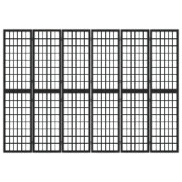 Berkfield Folding 6-Panel Room Divider Japanese Style 240X170 Cm Black - thumbnail 3