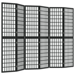Berkfield Folding 6-Panel Room Divider Japanese Style 240X170 Cm Black - thumbnail 2