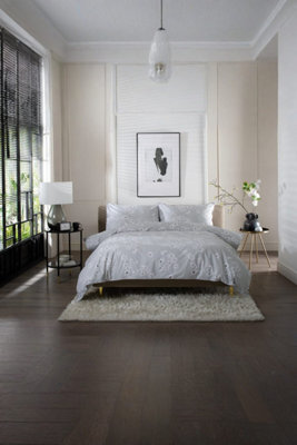 The Lyndon Company Petite Fleure Cotton Grey Duvet Cover Set Blossom Floral Print Bedding With Elegant Piped Finish - image 1