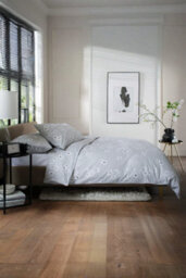 The Lyndon Company Petite Fleure Cotton Grey Duvet Cover Set Blossom Floral Print Bedding With Elegant Piped Finish - thumbnail 2