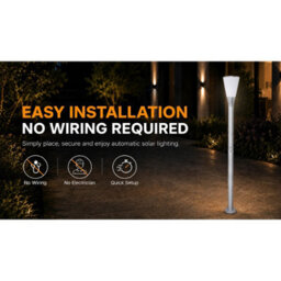 Gwsolar 237Cm Solar Post Light Aluminium Garden Pole Lamp, 400Lm Remote Control With Timer, Ip65 Waterproof Driveway Entrance - thumbnail 9