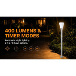 Gwsolar 237Cm Solar Post Light Aluminium Garden Pole Lamp, 400Lm Remote Control With Timer, Ip65 Waterproof Driveway Entrance - thumbnail 8