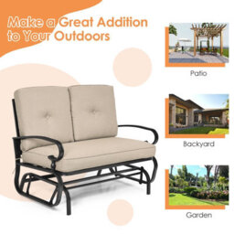 Costway 2 Seater Outdoor Bench Swing Glider Chair Loveseat W/ Comfortable Cushions - thumbnail 3