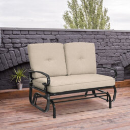 Costway 2 Seater Outdoor Bench Swing Glider Chair Loveseat W/ Comfortable Cushions - thumbnail 7