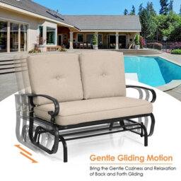 Costway 2 Seater Outdoor Bench Swing Glider Chair Loveseat W/ Comfortable Cushions - thumbnail 4