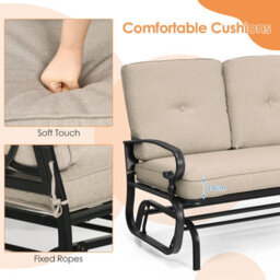 Costway 2 Seater Outdoor Bench Swing Glider Chair Loveseat W/ Comfortable Cushions - thumbnail 5