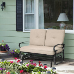 Costway 2 Seater Outdoor Bench Swing Glider Chair Loveseat W/ Comfortable Cushions - thumbnail 8