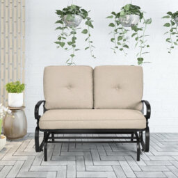 Costway 2 Seater Outdoor Bench Swing Glider Chair Loveseat W/ Comfortable Cushions - thumbnail 9