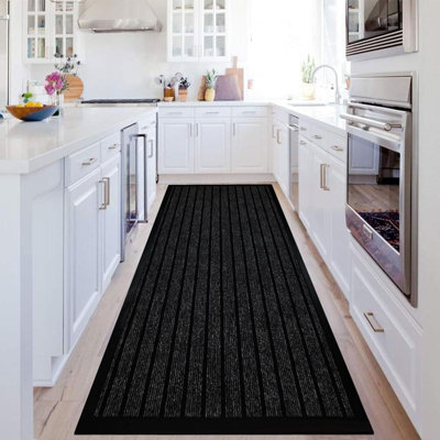 Ameha Rubber Mat Non Slip Heavy Duty Dirt Trapper Living Room Kitchen Hallway Extra Runner, Black 80X300Cm - image 1