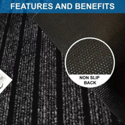 Ameha Rubber Mat Non Slip Heavy Duty Dirt Trapper Living Room Kitchen Hallway Extra Runner, Black 80X300Cm - thumbnail 8