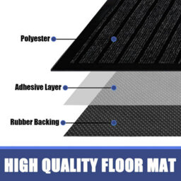 Ameha Rubber Mat Non Slip Heavy Duty Dirt Trapper Living Room Kitchen Hallway Extra Runner, Black 80X300Cm - thumbnail 3