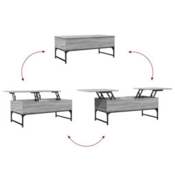 Berkfield Coffee Table Grey Sonoma 100X50X40 Cm Engineered Wood And Metal - thumbnail 8
