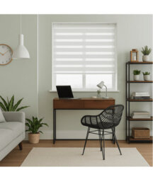 White Day & Night Zebra Roller Blind (165Cm Drop) - 165Cm - thumbnail 2